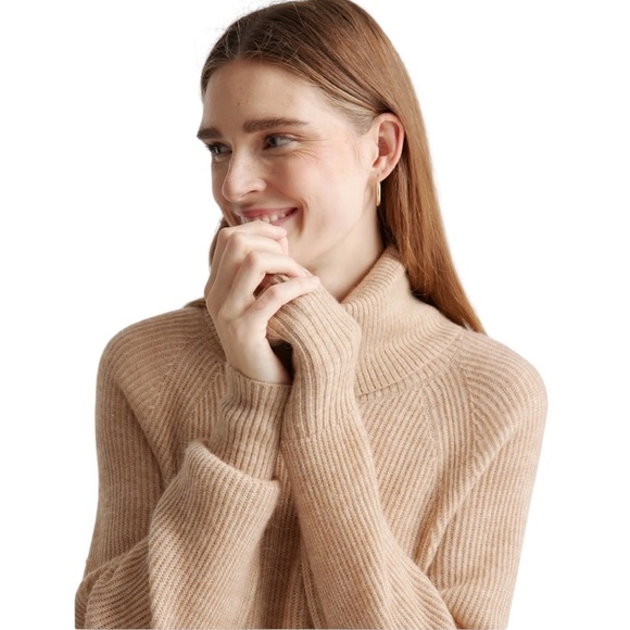 Quince Baby Alpaca Wool Knit Turtleneck Sweater Camel Size S - Picture 4 of 11